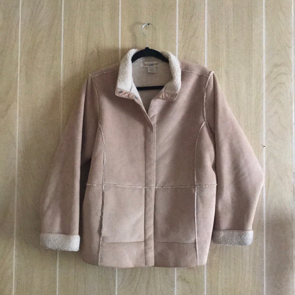 Travel Smith Women’s Small Tan Brown Sherpa Lined Jacket Snap Button Up